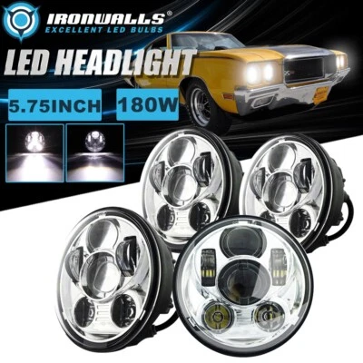 4PCS 5.75"  Chrome LED Headlight Hi/Lo Beam Lamp for Mercury Capri Comet Cougar - Image 1 of 4