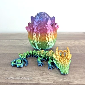 Juguete flexible inquieto arco iris con corazón de huevo y dragón de cristal impreso en 3D - Imagen 1 de 5
