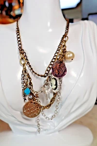 New Avon Gold Charmy Chain Vintage Charm 4 Strand 17-20" Length Necklace - Picture 1 of 3