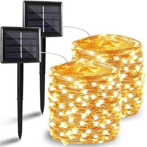 Solar String Lights Outdoor, 2 Pack 144FT 400 LED Solar Christmas Twinkle Lights - Picture 1 of 9