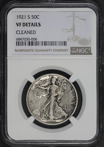 Medio dólar Walking Liberty 1921-S NGC VF detalles limpios - ¡Fecha clave de la serie! - Imagen 1 de 2
