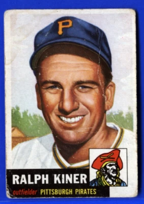 1953 Topps Baseball #191 Ralph Kiner - Pittsburgh Pirates Fair HOF — 第 1/2 张图片