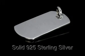 Sterling Silver Engravable Military DOG TAG Pendant ID Men Necklace 3SP-092 - Bild 1 von 10