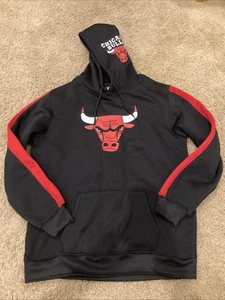 Felpa con cappuccio uomo Chicago Bulls NBA pullover felpa nero rosso logo taglia large - Foto 1 di 9