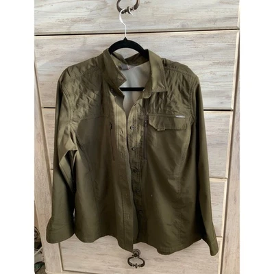 Camisa de senderismo Eddie Bauer verde oliva que absorbe la humedad XL Foto 1 de 3
