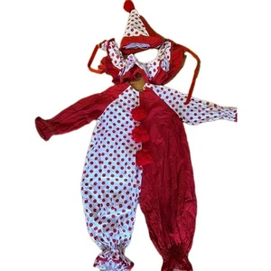 Vintage 1950s 60s Clown Halloween Costume Red Polka Dots Ruffle Collar Child 4T - Picture 1 of 10
