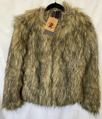 Nuevo YOKI Mujer’s XL Vegano Marrón Imitación Piel Chaqueta Manga Larga Esponjoso Abrigo de Invierno Foto 1 de 4