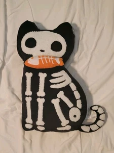 Jack O' Lantern Lane Halloween 18" Cat Skeleton Plush Pillow with Fishbone NWT - Picture 1 of 3