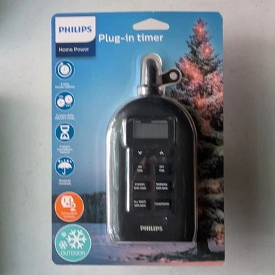 Nuevo temporizador digital enchufable PHILIPS Home Power Outdoor con 2 tomas de corriente conectadas a tierra Foto 1 de 2