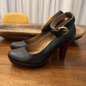 Sofft Pump Mujer 9M Negro Manhattan Cuero Plataforma Tobillo Correa Cómodo Tacón - Imagen 1 de 11