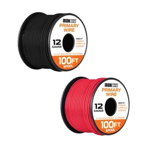 Assortimento di fili per auto calibro 12 - confezione da 2 rotoli rosso e nero - 100 piedi di cop... - Foto 1 di 8
