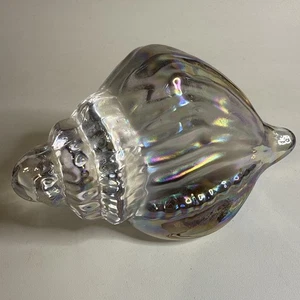 Vintage Glass Paperweight Shell Shaped Iridescent 2.25” High 5” x 2.25” - Picture 1 of 5