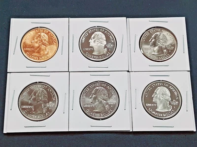 2001 Vermont State Quarters Set! 6 Different coins! 1 90% silver!!   L65 - Image 1 of 3