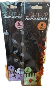 Halloween Light-Up Ghost & Pumpkin Necklace New In Bag FAST FREE SHIPPING - Picture 1 of 6