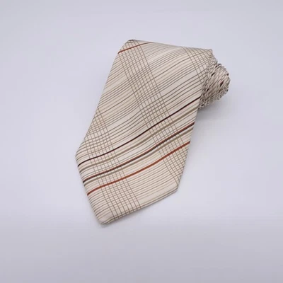Sulka Tan Silk Striped Men's Necktie 4.25" x 54" - Image 1 of 4