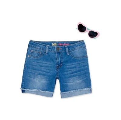 Pantalones Cortos de Denim Niñas Talla 12 LEE Largo Medio Puño Redondo ¡¡BONO con Gafas de Sol!! Nuevo con etiquetas Foto 1 de 3