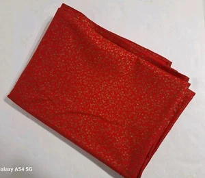 Vintage Red & Gold Handmade Tablecloth 68" x 44" Floral Scroll Design 1970's - Picture 1 of 9