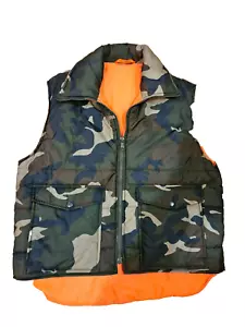 Camo Camouflage Blaze Orange Medium Hunting Vest Reversible Pockets - Picture 1 of 8