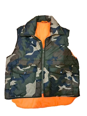 Camo Camouflage Blaze Orange Medium Hunting Vest Reversible Pockets - Image 1 of 4