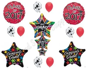 RED REACH FOR STARS CLASS OF 2017 Graduation Party Balloons Decoration Supplies - Picture 1 of 1