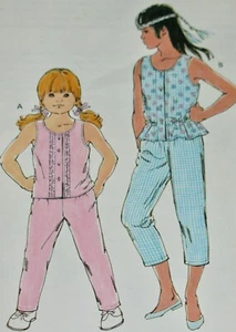 PANTALONES Y TOP VINTAGE KWIK PATRÓN DE COSTURA #1840 NIÑAS - (Tallas 4-5-6-7) ¡Sin cortar! - Imagen 1 de 3