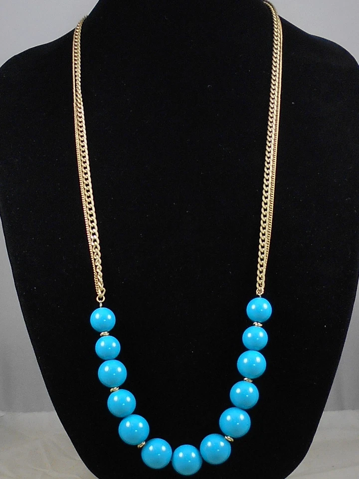 Kenneth Cole Нью-Йорк старинный золотистый бирюзовый мяч сфера длинное ожерелье $48 - Изображение 1 из 1