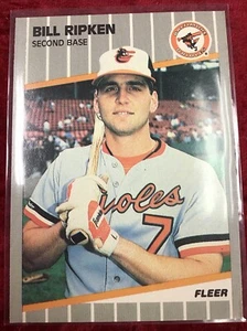 1989 FLEER - BLACK BOX ON BAT KNOB, NO F #616 BILLY RIPKEN - Picture 1 of 10