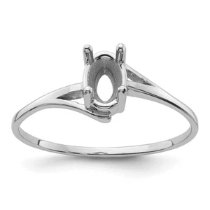 Real 14K White Gold 6x4mm Oval Gemstone Ring Mounting S:6; Women & Men - Picture 1 of 7