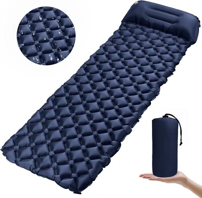 Camping Isomatte Luftmatratze Ultraleicht Matratze mit Kissen Reisen Blau B283 - Bild 1 von 4