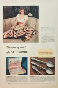 Anuncio vintage de Rogers Bros 1940 1847 plateado Paulette Goddard There goes my hear - Imagen 1 de 1