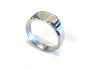 Bijou alliage acier argenté bague anneau chevalière taille 62 ring  - Foto 1 di 4