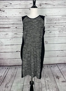Abito EILEEN FISHER nero tweed maglia ponte elasticizzato taglia petite large senza maniche - Foto 1 di 7