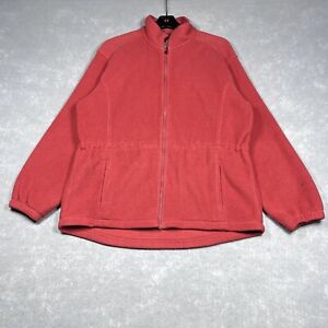 LL Bean Fleece Womens Size L Coral Full Zip Long Sleeve Sweater Fleece Jacket