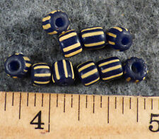 10 Huron Indian Cobalt Blue Glass False Chevron Trade Beads Fur Trade Era 1800's
