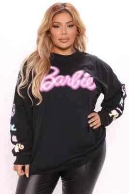 Barbie Sweatshirt Black Logo Sleeve Details Women's Size Large NWT - Image 1 of 4