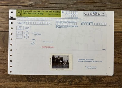 1994 OREGON - State Duck Stamp - MNH **HUNTER TYPE w/ Harvest Survey - Image 1 of 3
