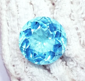 Brazilian Aquamarine Round Shape 9.35+Ct Certified Loose Gemstone With Free Gift - Picture 1 of 7