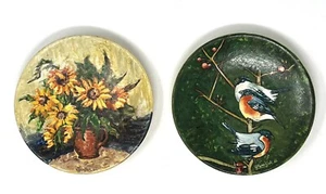 Vintage 1982 Hand Painted Folk Art Clay Plate Slovenia Yugoslavia Zemljak Bird - Picture 1 of 7