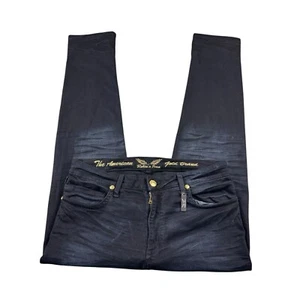 Robins New Marlon Black Moto Studded 24K Gold Plate Hardwear Jean Size 36x30 - Picture 1 of 7