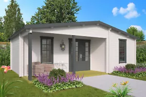 70mm Ferienhaus ISO (3 Räume) 731x498cm Blockhütte Holzhaus Gartenhaus Holzhütte - Bild 1 von 3