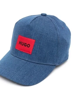 Hugo Boss Kids Cap Sun Hat Denim Blue With Red Logo Patch Size 58 - Picture 1 of 2