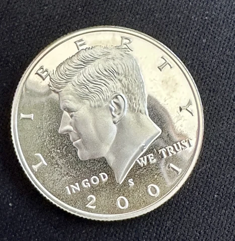 2001 90% Silver Proof JFK US Half Dollar ~ Some Hazing ~ G68 Cover