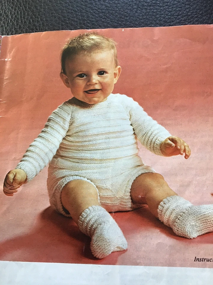 Vintage Knitting Pattern for Baby Sweater, Pants & Socks Set.       (202) - Image 1 of 1