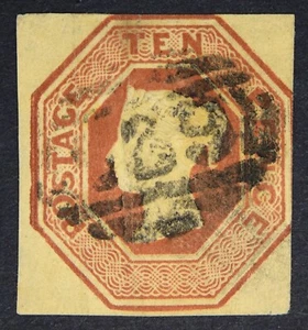 GB SG57 QV 1848 10d Marrón, Repujado, Corte Cuadrado, Usado Fino - Imagen 1 de 2