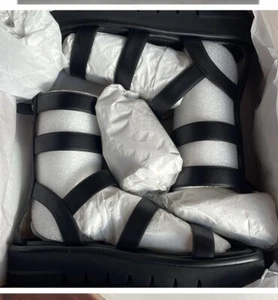 Stuart Weitzman Gala Lift schwarze Leder-Gladiator-Sandalen Schuhe NEU im Karton - Bild 1 von 10