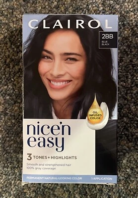 Clairol Nice 'N Easy Permanent 2BB Blue Black Hair Color Tones Highlights - Image 1 of 4