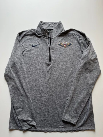 Nike New Orleans Pelicans Jacket Mens XL Gray Dri-Fit 1/4 Zip Authentic NBA Logo Cover