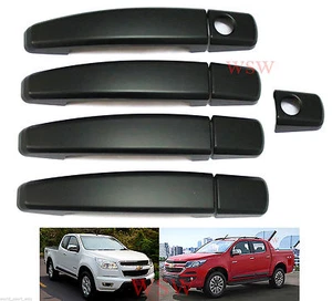 MATTE BLACK DOOR HANDLE COVER TRIM FOR CHEVY HOLDEN COLORADO RG MY17 2012-19 - Picture 1 of 5