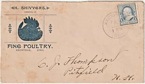 1891 #219 KNOXVILLE IOWA H SHIVVERS FINE POULTRY blue illust advt cover (h6) - Bild 1 von 2