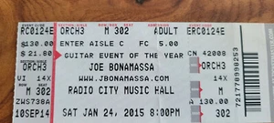 Joe Bonamassa Radio City NYC ticket stub 1/24/15 - Picture 1 of 1